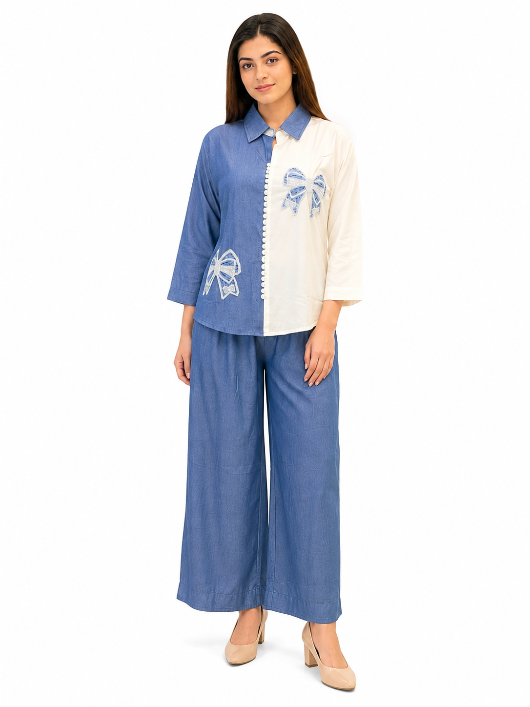 Women’s Soft Premium Denim Coat Set – Free Size