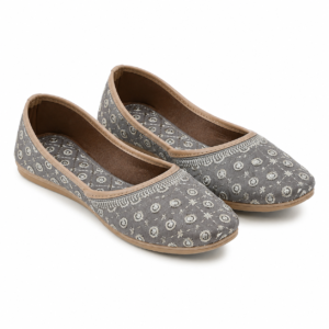 Women Velvet Embroidered Belly Flats | Stylish Comfortable Slip-On Footwear | Light Coffee